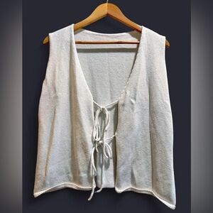White Sweater Vest - Double Tie Front